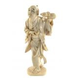 Ivory Carved Japanese Okimono Drinking Man