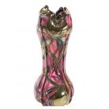 Cranberry Art Nouveau Glass Vase w/ Silver Overlay