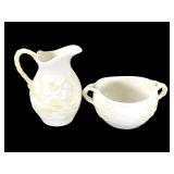 Belleek Sugar & Creamer w Cob Lustre Wash