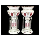 Bohemian Czech Cut to Clear Mantle Lustre Pair