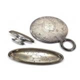 Sterling Dresser Mirror Tray & Nail Buffer 3Pcs