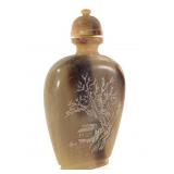 Horn Carved Snuff Bottle w Inscription