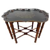 Antique Tole Painted Tray Table w Stand