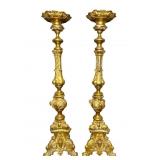Baroque Style Large Brass Floor Candle Stands