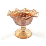 Early Carnival Glass Compote Dish & Flower Frog