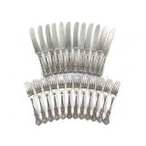620g Sterling Luncheon Knives & Forks King Pattern