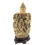 Ivory Carved Monk Relief Chinese Snuff Bottle