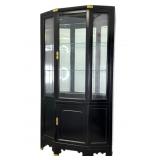 Black Lacquer China Cabinet w Mirror Back