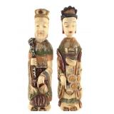 Figural Ivory Polychrome Snuff Bottle Pair
