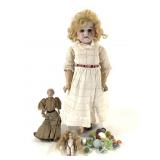1894 German Porcelain Doll, Glass Marbles +
