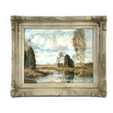 Oil on Board Impressionist Landscape Painting
