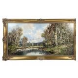 American School Oil on Canvas Landscape w Mountain