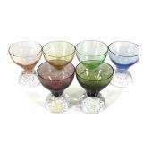 6 Aperitif Glasses Mid Century Mixed Colors