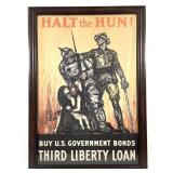 1918 US War Bond Poster Halt The Hun