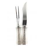 Floral Repousse Sterling Handle Carving Set
