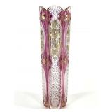 Moser Rubina Optic Rib Vase w Gilt & Enamel