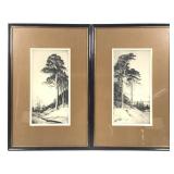 Pr John G Mathieson Drypoints Tall Trees c 1920
