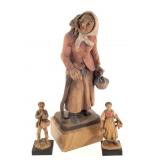 Anri Italian Carved Woman w/ Cat Figure +