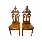 Pair Gothic Revival Hall Chairs