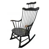 Boston Comb Back Rocker Black w Painted Details