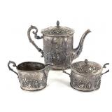 Antique German Repousse Coffee Set 800 Silver