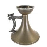 Brass Horn Candlestick w Gargoyle Handle