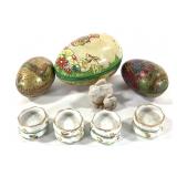 Paper Mache Eggs & Salt Cellars w/ Chick Motifs