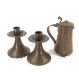 Art Nouveau Copper Tankard & Candle Holders