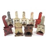 9 Folk Art Cat Kitchen Matchbox Holders