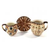 3 Pcs Cubist Pattern Czech Pottery