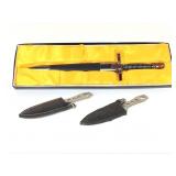 NOS 15" Medieval Dagger & SS Throwing Knives
