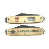 2 Pocket Knives Masonic Lodge +