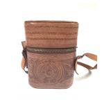 Mexican Embossed Leather Flask Travel Set