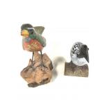 2 Hand Painted Wooden Birds
