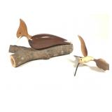 2 Hand Crafted Wooden Birds