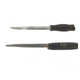 2 Fixed Blade Knives w/ Stacked Leather Handles