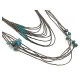 2 Liquid Silver Turquoise Necklaces 43.8g TW