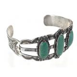 Fred Harvey Era Style Ster. & Turquoise Cuff 30.5g