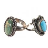 2 Unmarked Turquoise Rings