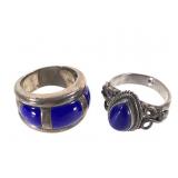 2 Sterling Lapis Rings 15.1g TW