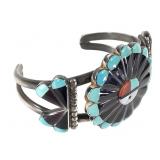 Zuni Sunface Inlay Cuff Bracelet 34.8g TW