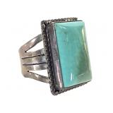 Sterling Turquoise Ring 16.2g TW Sz 10