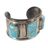 Artist Signed Turquoise Cuff Bracelet 59.6g TW