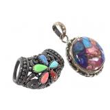 Spiny Oyster Sterling Turquoise Pendant Slide