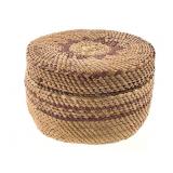 Pacific Northwest Twined Polychrome Basket w/ Lid
