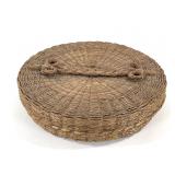 Lidded Sweetgrass Sewing Basket w/ Braided Handle