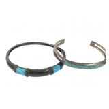 2 Sterling Turquoise Bracelets 35.0g TW
