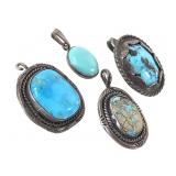 4 Turquoise Pendants 21.6g TW