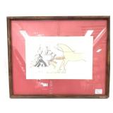 Contemporary Native American Drawing Framed