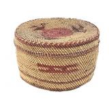 Polychrome Coiled & Plaited Lidded Basket